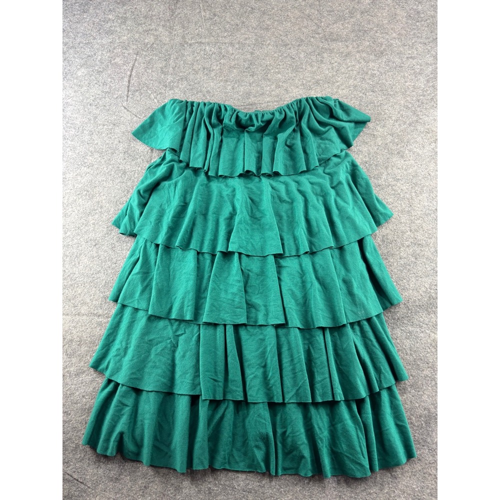 Rachel Pally Tiered Ruffle Strapless Mini Dress Modal XS Aquamarine Boho Mermaid
